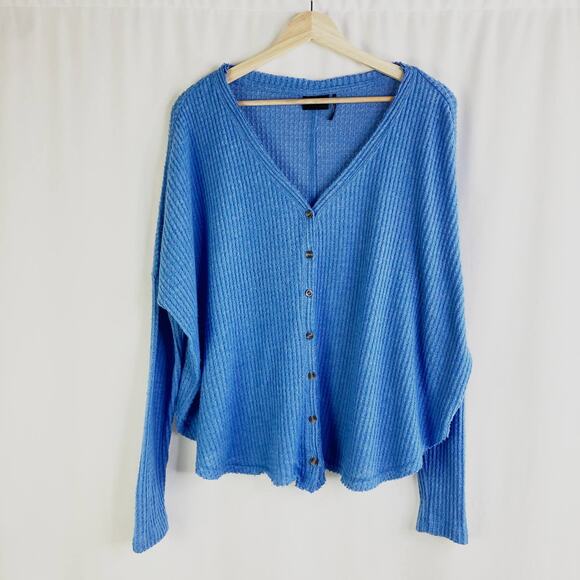 Urban Outfitters Jojo Out From Under Blue Waffle Cardigan Top S - Picture 1 of 5